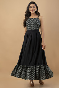 RAAKA Women Empire Waist Grey Dress