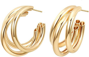 YELLOW CHIMES Earrings for Women Swarovski Classic Designer Hoop Earrings for Women & Girls Brass Hoop Earring