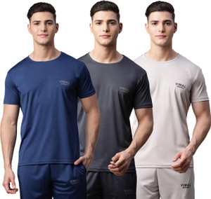 MACK JONNEY Solid Men Round Neck Multicolor T-Shirt