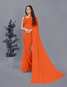 Anand Sarees Solid/Plain Bollywood Georgette Saree