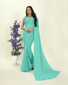 Anand Sarees Solid/Plain Bollywood Georgette Saree