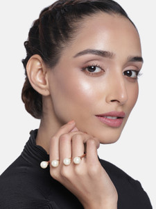 Estele NA Alloy Pearl Gold Plated Ring