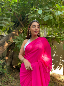 kashvi sarees Solid/Plain Bollywood Georgette Saree
