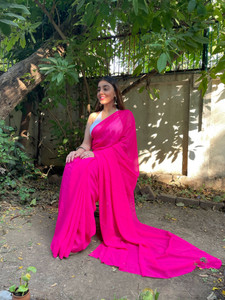 kashvi sarees Solid/Plain Bollywood Georgette Saree