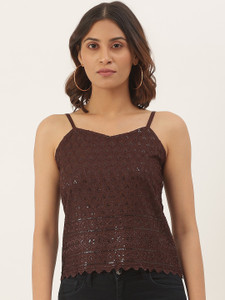 BRINNS Party Embellished Women Brown Top