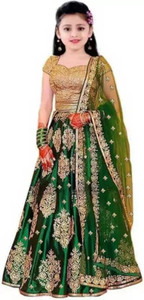 The Fashion Prime Girls Lehenga Choli Ethnic Wear Embroidered Lehenga, Choli and Dupatta Set