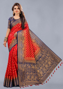 Shopwell Self Design Banarasi Cotton Silk Saree