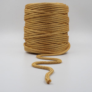 Bobbiny Knitted Macrame 5mm 50Mtr.Cotton ART Silk Cord Dori Thread Macrame Brown Golden.