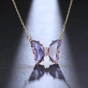 AVR JEWELS Stylish Butterfly Necklace For Women and Girls Pendants & Lockets Gold-plated Crystal Alloy Pendant