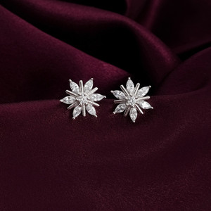 Voylla Generic Flower Shape Diamond Earring Sterling Silver Stud Earring