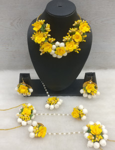 kalp creations Fabric Yellow Jewellery Set
