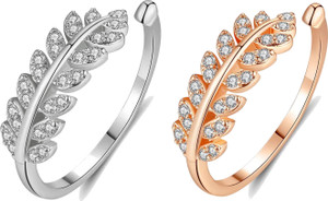 P. R. PRINTS Stunning Leaf Design American Diamond Ring For Women Girls ...