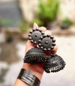 Buy ManRaGini Jewels Metal Oxidised black jhumka