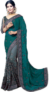 sadgun creation Embroidered Bollywood Silk Blend, Net Saree