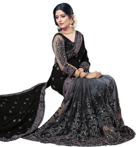 vaidehicreation Embroidered Bollywood Net, Art Silk Saree