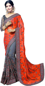 YDS Embroidered, Embellished, Self Design Bollywood Silk Blend, Net Saree