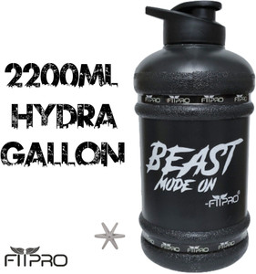 FitPro SPORTS GALLON SHAKER BOTTLE MATT BLACK 2.2 LITRE WATER JUG FOR GYM BLACK 2200 ml Shaker