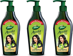 Dabur Amla Hair Oil for Long, Healthy and Strong Hair, 550 ml (Pack of 3) Hair Oil