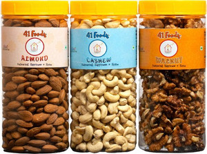 41 फूड्स ड्राई फ्रूट्स कॉम्बो पैक ऑफ काजू बादाम अखरोट 450 GM