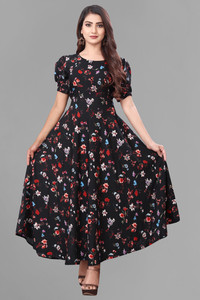 ZOPDI Women A-line Multicolor Maxi/Full Length Dress