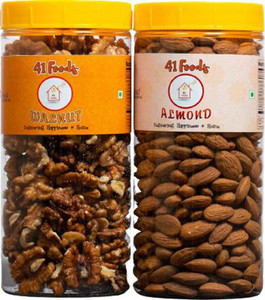 41 foods Dry fruits combo pack of Californian Almonds Walnuts | badam akhrot 300 GM Walnuts, Almonds