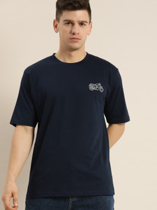 DIFFERENCE OF OPINION Graphic Print Men Round Neck Dark Blue T-Shirt