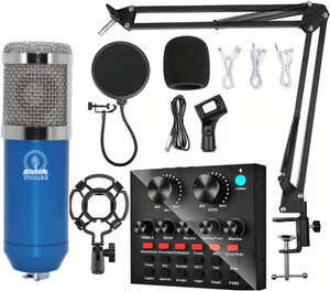 zhizuka BM800 Condenser Microphone with V8 Sound Card for