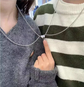 De-Ultimate Big Size Romantic Broken Heart Shape Love Couples Friendship Duo Locket Pendant Silver Stainless Steel Pendant Set