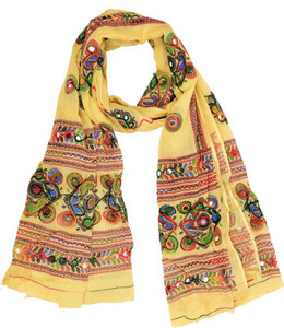 WaheguruFabrics Pure Cotton Embroidered Women Dupatta