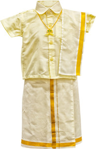 NITHILA CREATIONS Boys Festive & Party Shirt & Dhoti Set