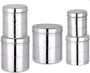 Tactware Stainless Steel 5 Pieces Jar Container Set Of 5 Pack Steel Dabba Set  - 500 ml, 750 ml, 1000 ml, 1500 ml, 2000 ml