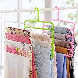SEE INSIDE 5 Layer Hangers for Clothes Space Saving Plastic Hangers (MultiColors) - 3pcs Closet Organizer