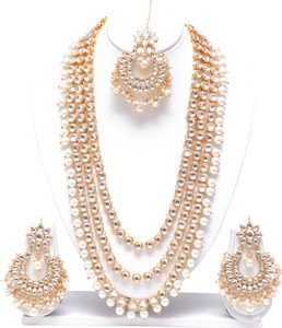 Swarajshop Alloy Gold-plated White, Gold Jewellery Set