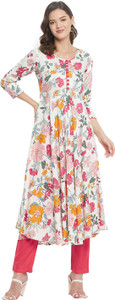 Tissu Women Floral Print A-line Kurta