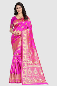 Shoppershopee Woven Kanjivaram Silk Blend Saree