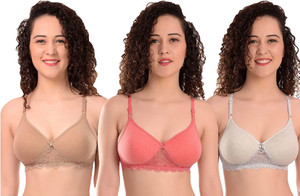 BYLKO Bylko Women Cotton Non-Wired Full Coverage Padded Pack of 3 महिलाओं के लिए फुल कवरेज हैविली पैडेड ब्रा