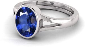 TODANI JEMS 6.25 Ratti Neelam Blue Sapphire Ring Metal Sapphire Silver Plated Ring