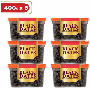 Manna Black Dates - 2.4kg (400g x 6 Packs) | Select Premium Organic Handpicked Dates | Khajoor | Khajur | Soft Dried Healthy Snack | Soft & Juicy texture | Zero Added Sugar & Preservatives | Rich in Iron, Fibre & Vitamins Dry Dates Dry Dates