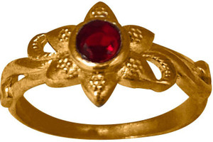 jr fashion Panchaloha (Impon) Star Based Flower Design Bronze Ruby Ring