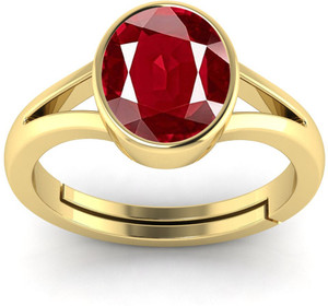 TODANI JEMS 14.25 Ratti Natural Ruby Manik Birthstone/Astrology/Rashi Ratan Adjustable Brass Ruby Ring