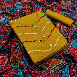 vallavi fashion Cotton Blend Embroidered Salwar Suit Material