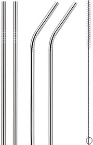 अलक्राफ्ट सेल्स Reusable Stainless Steel Straw with Cleaning Brush-Metal Straws Drinking Juice ग्लास सेट