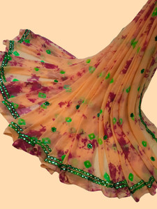 VL SAREES Printed, Digital Print, Blocked Printed, Embroidered, Floral Print, Polka Print Bandhani Chiffon Saree