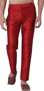 HUZUR Regular Fit Men Maroon Trousers