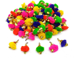 PRANSUNITA Multicolor Pom Pom Tassels - 50 pcs, for Jewelry & Toran Making