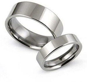 ATRAER His & Her's Matching Set Silver Brushed with Polished Edge Sterling Silver Ring Stainless Steel Sterling Silver Plated Ring Set