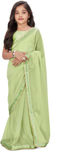Cozee Shopping Self Design, Embroidered, Solid/Plain Bollywood Chiffon Saree