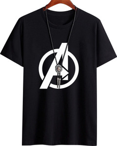 Fashion And Youth Printed Men Round Neck Black T-Shirt