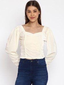 MAYRA Casual Solid Women White Top