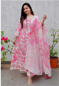 Jyoti Fashion Printed, Embroidered Anarkali Kurta, Bottom & Dupatta Set